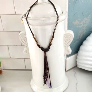 Free People Annie Hammer Leather Fringe Necklace